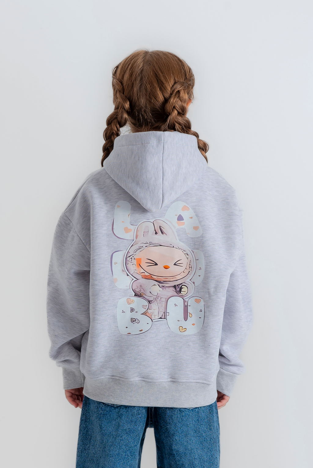 "oversized Labubu" hoodie for girls