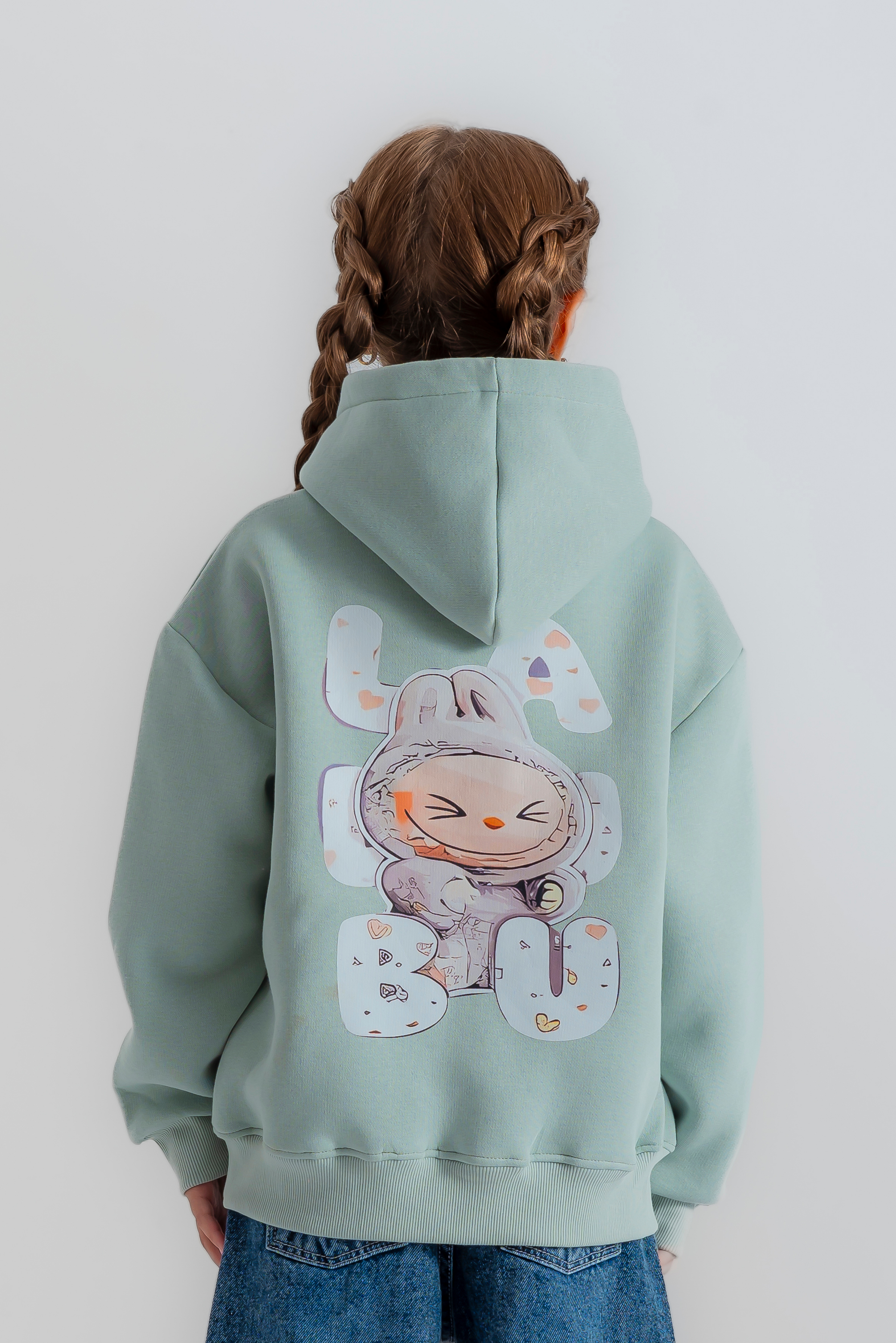 "oversized Labubu" hoodie for girls
