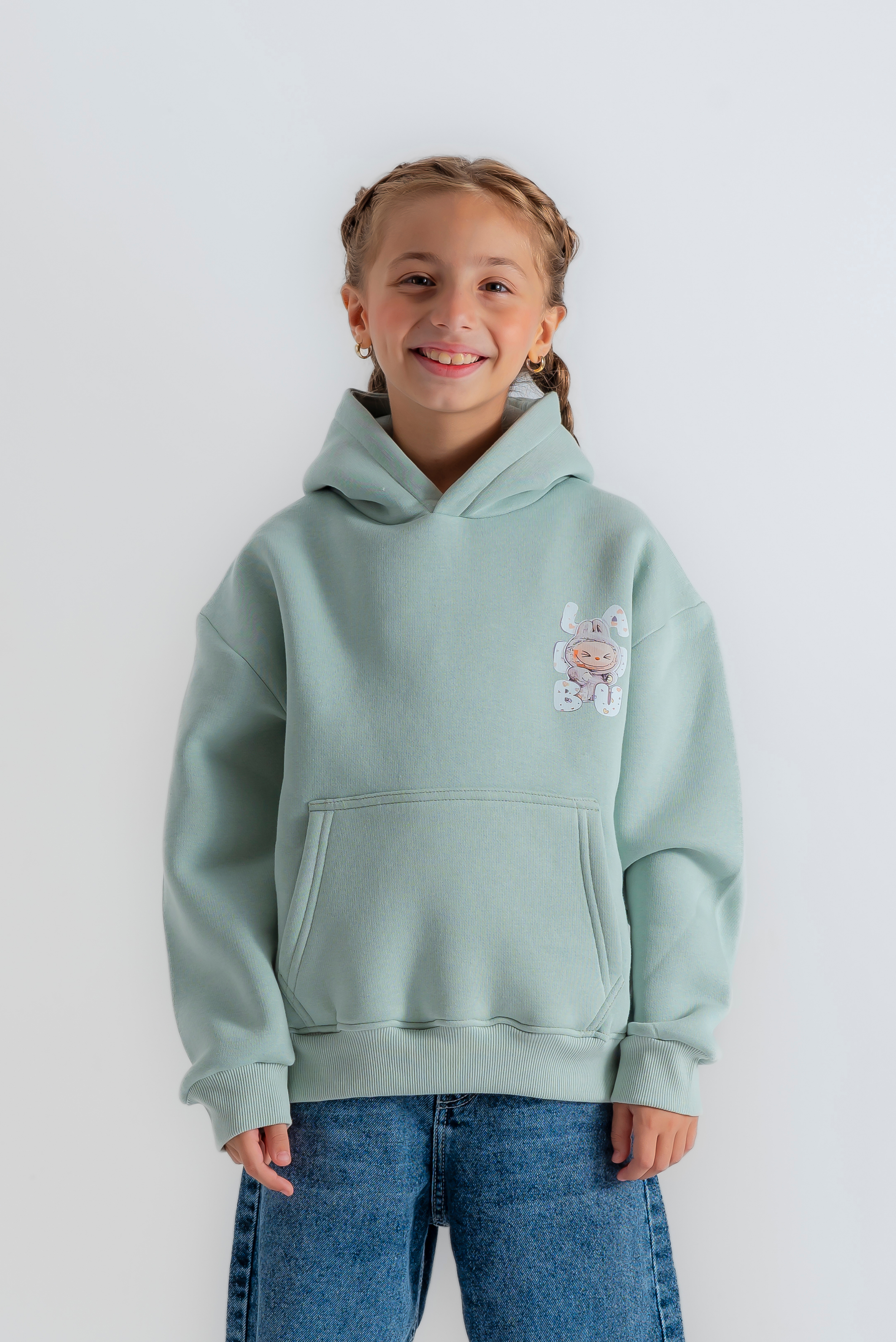 "oversized Labubu" hoodie for girls