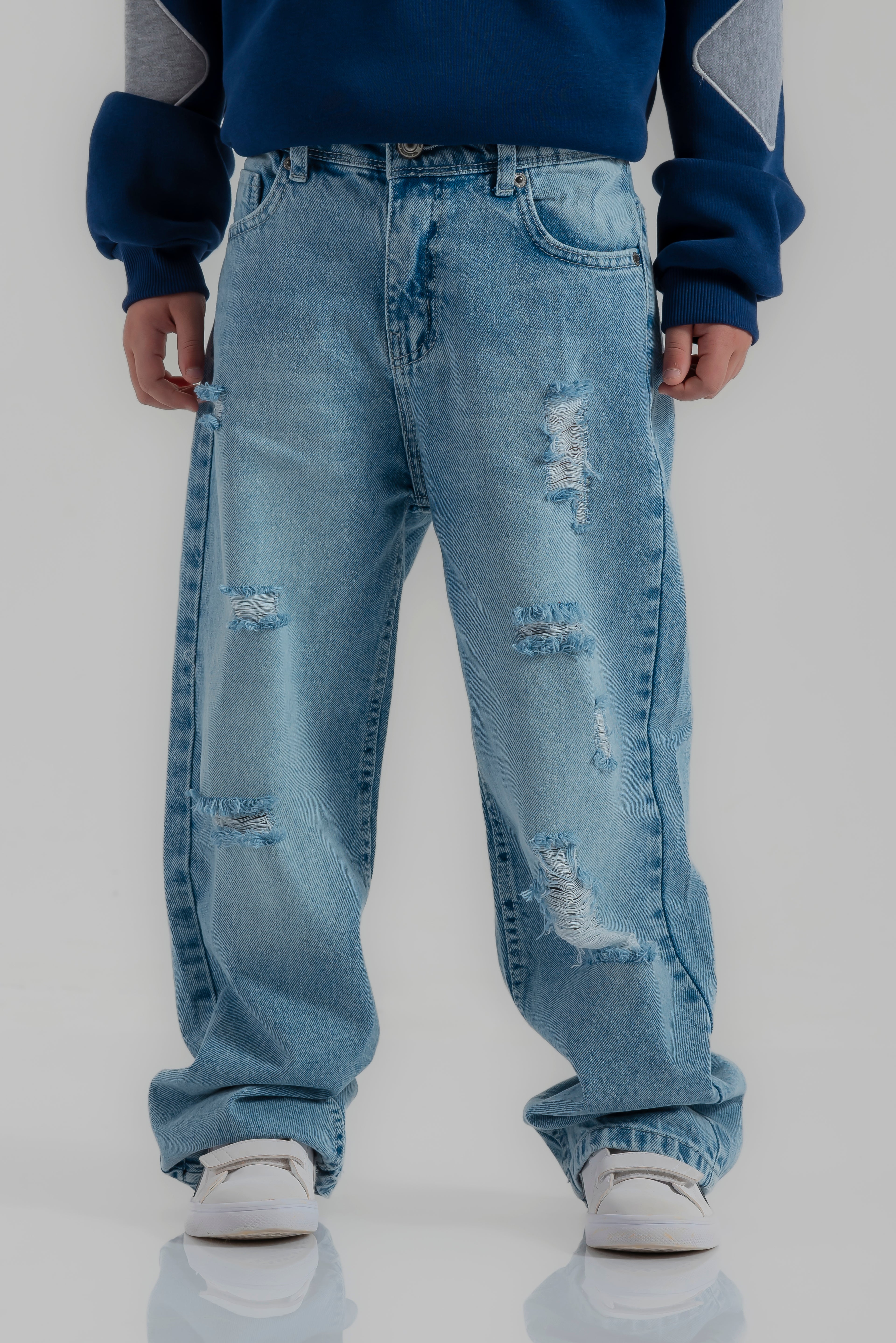 "wide-leg jeans with rips" pants for boys