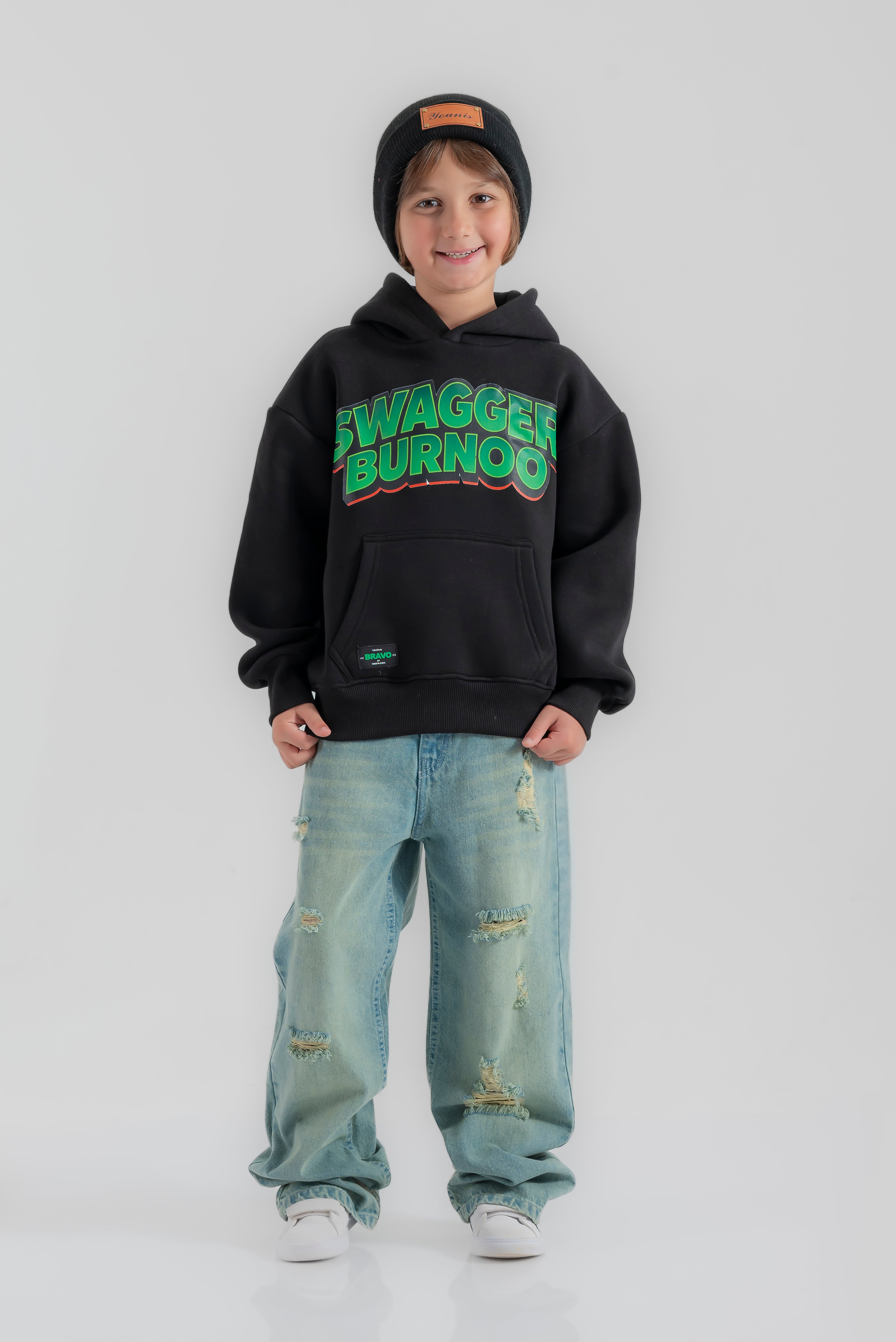 "wide-leg jeans with rips" pants for boys