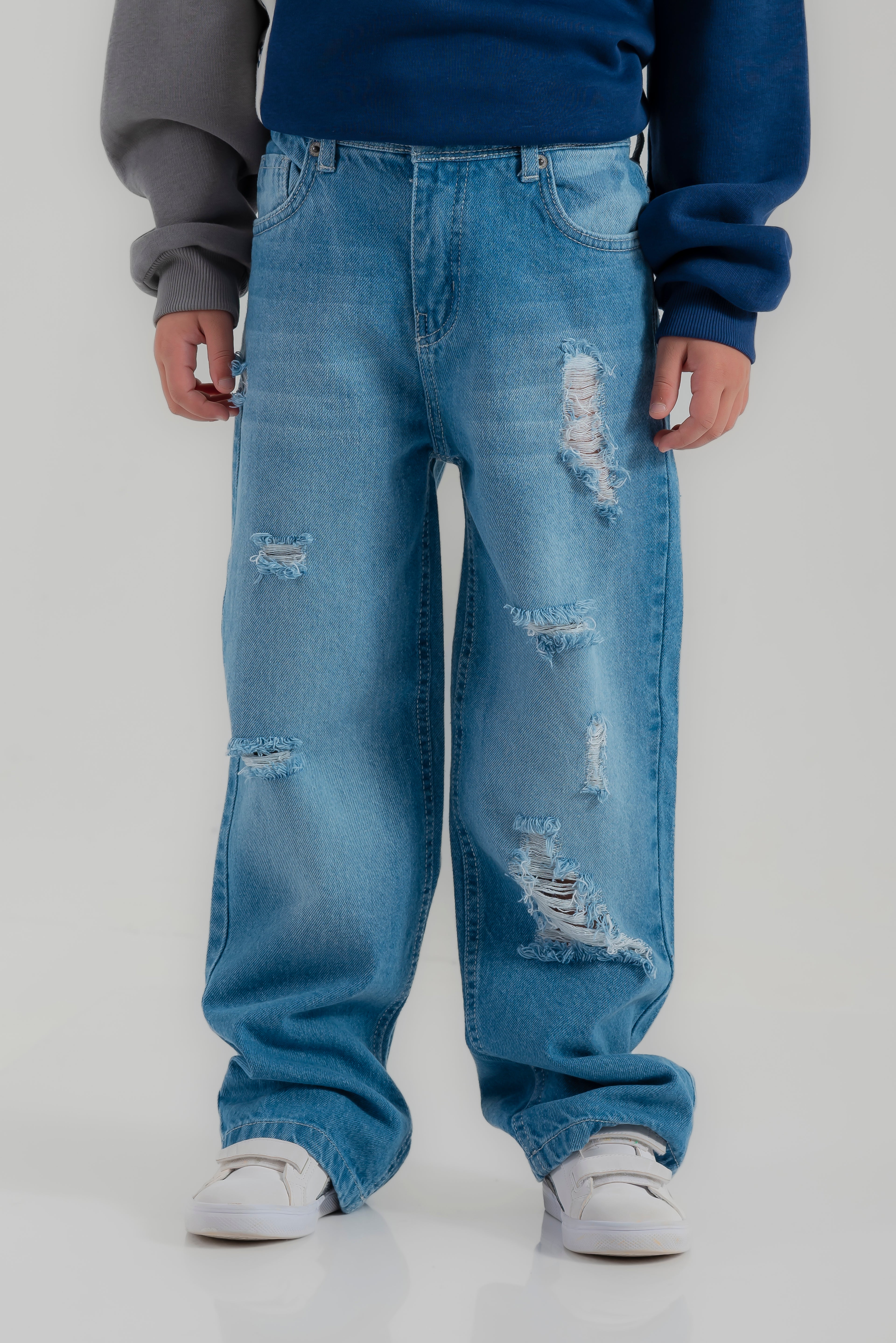 "wide-leg jeans with rips" pants for boys