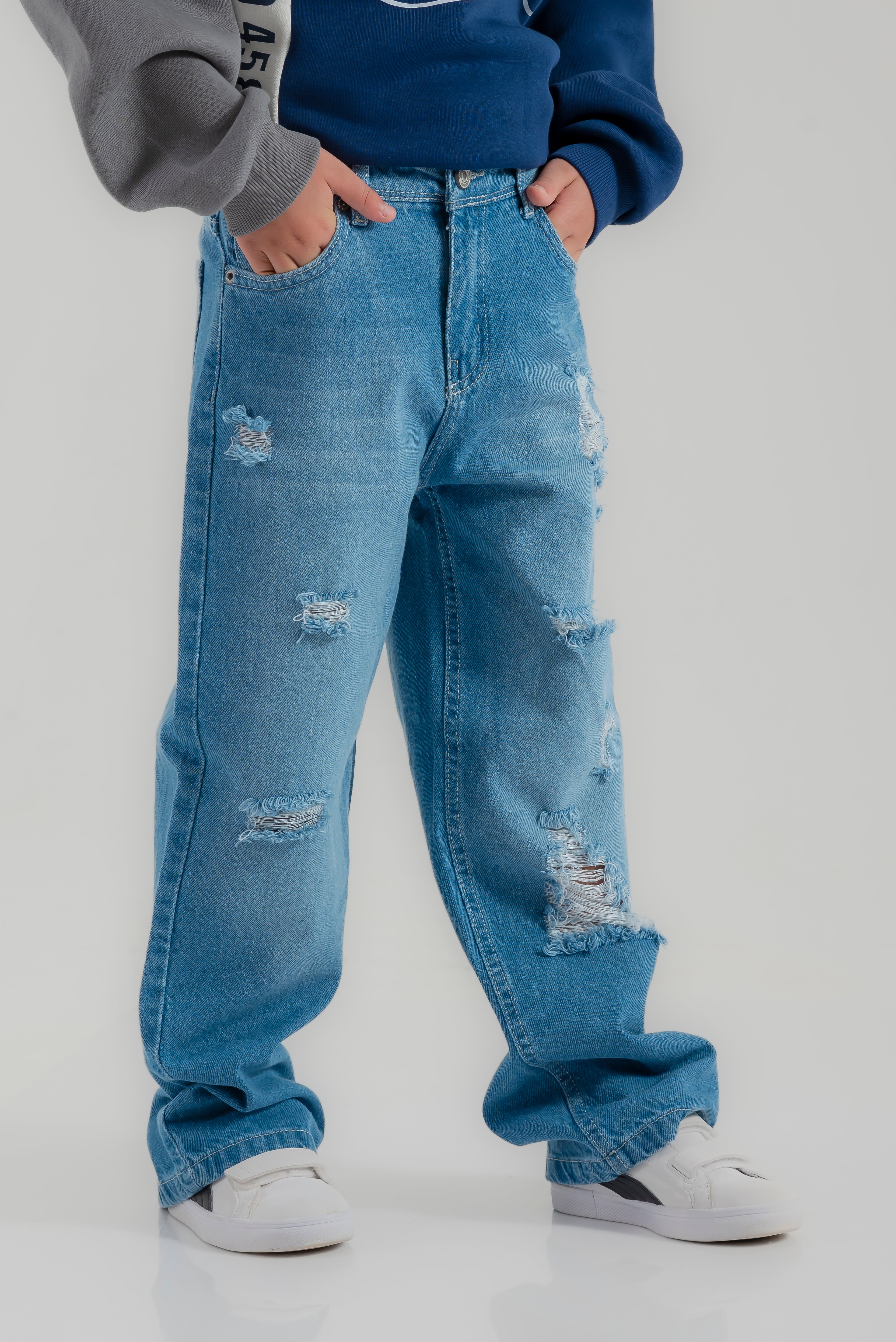 "wide-leg jeans with rips" pants for boys