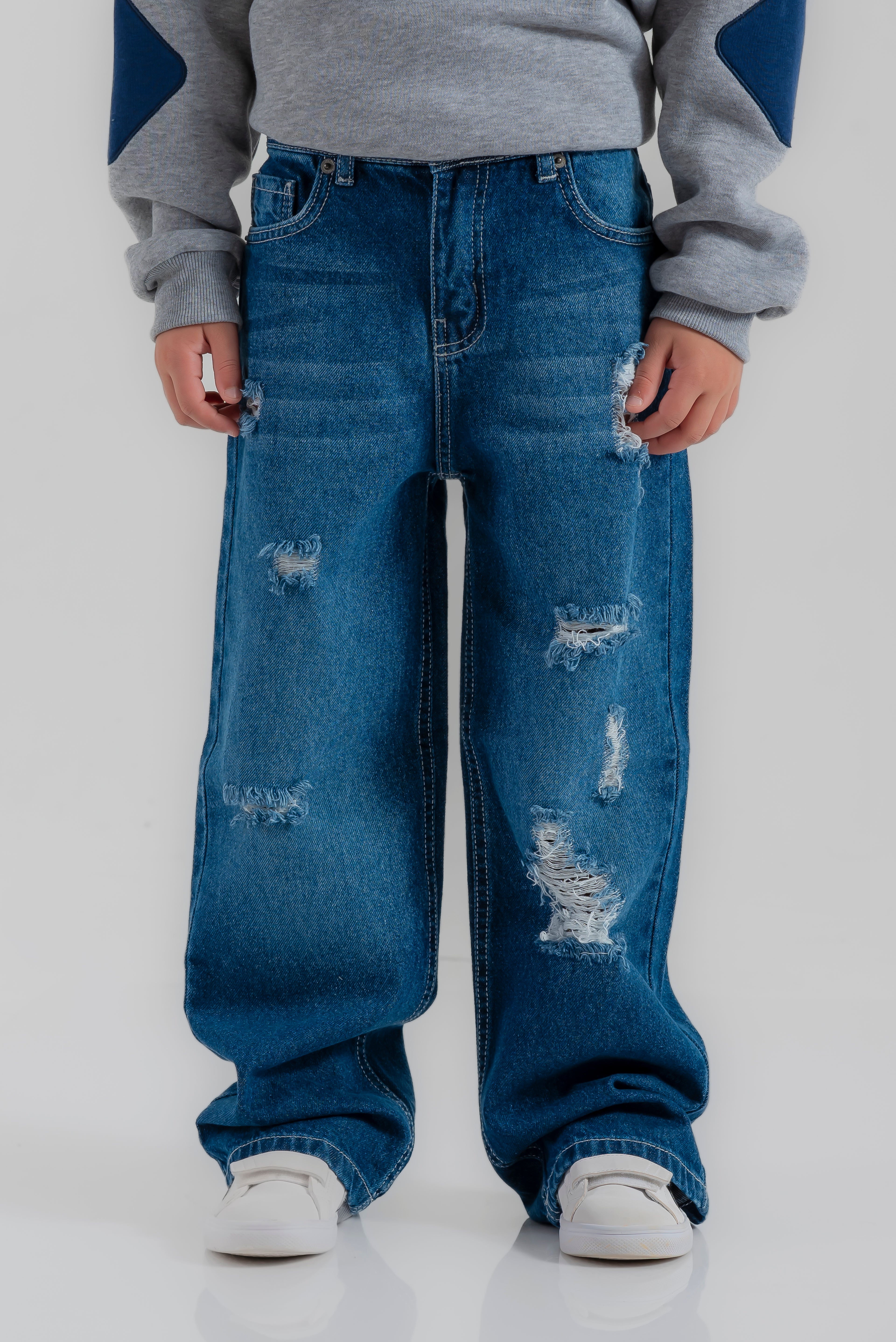"wide-leg jeans with rips" pants for boys