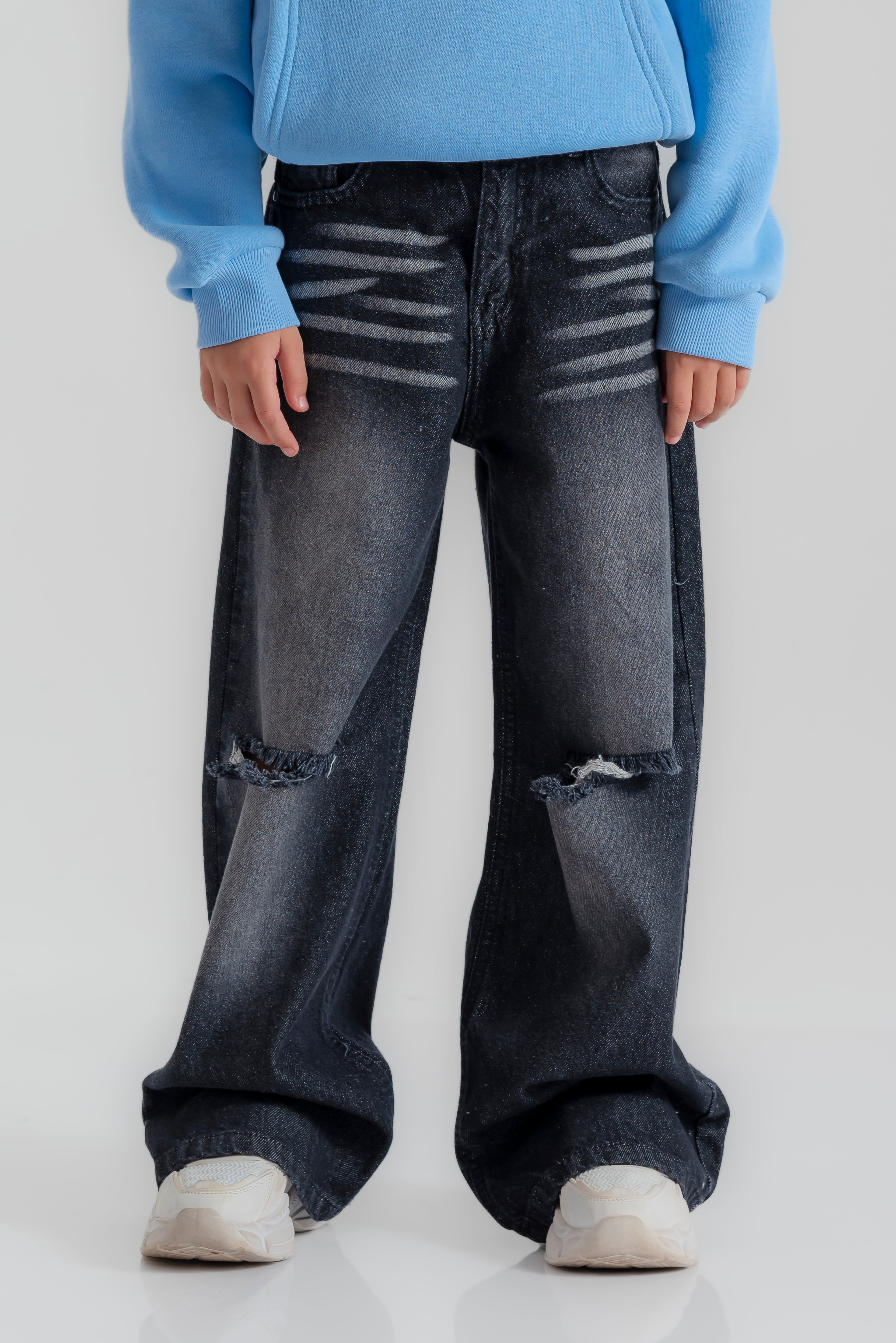 "Wide- Leg Ripped Pants "for Girls