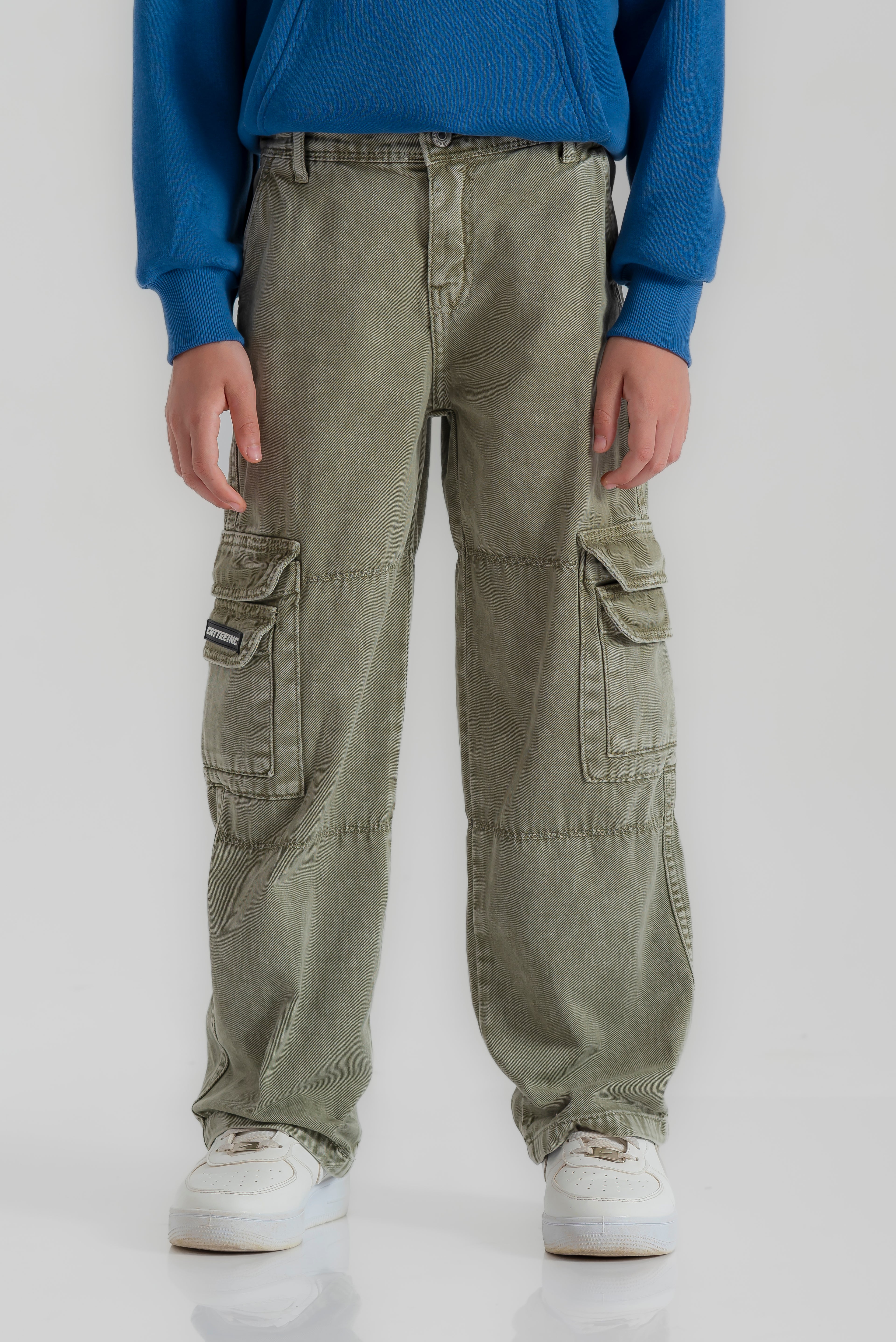 "Plain Wide cargo pants " for boys