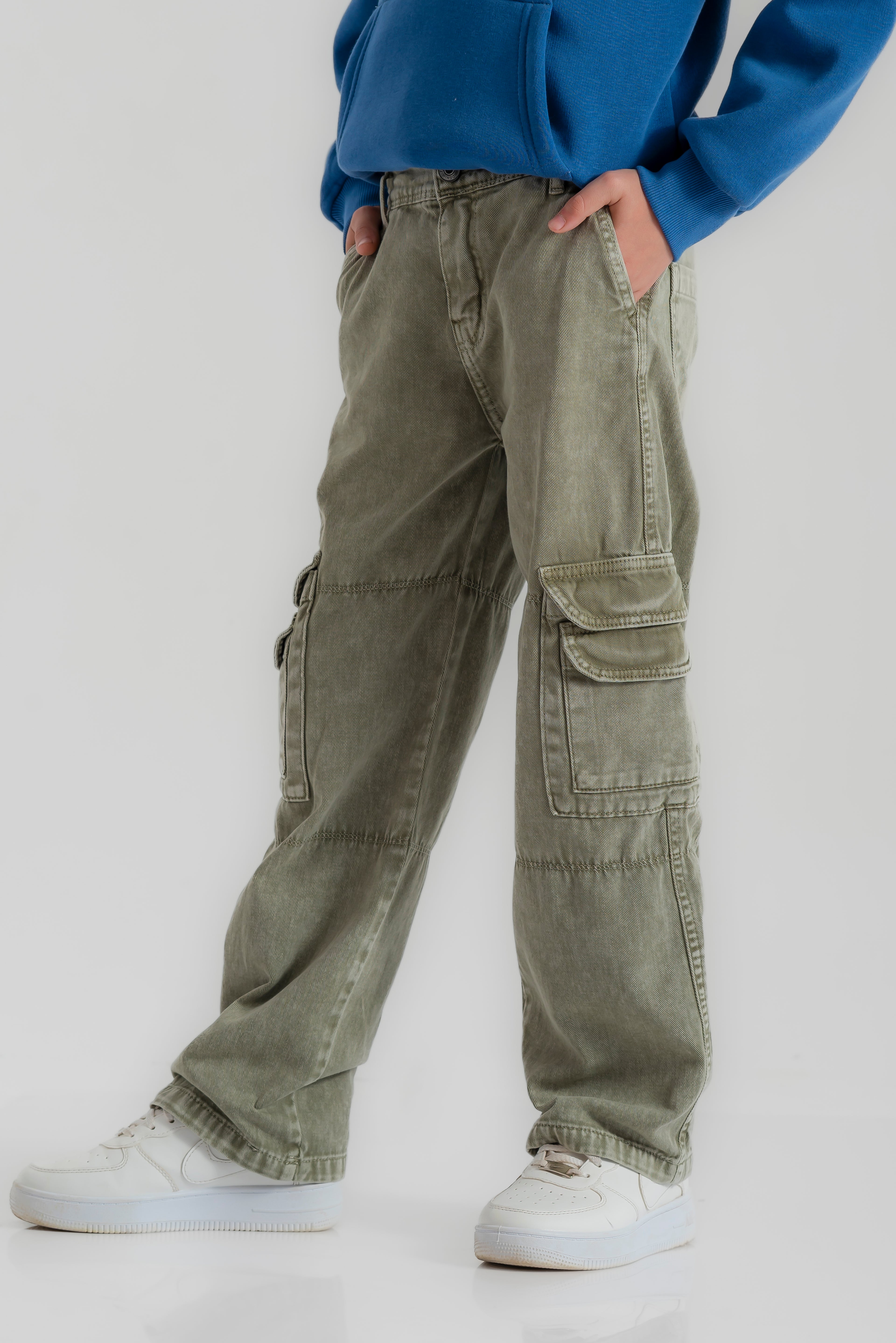 "Plain Wide cargo pants " for boys