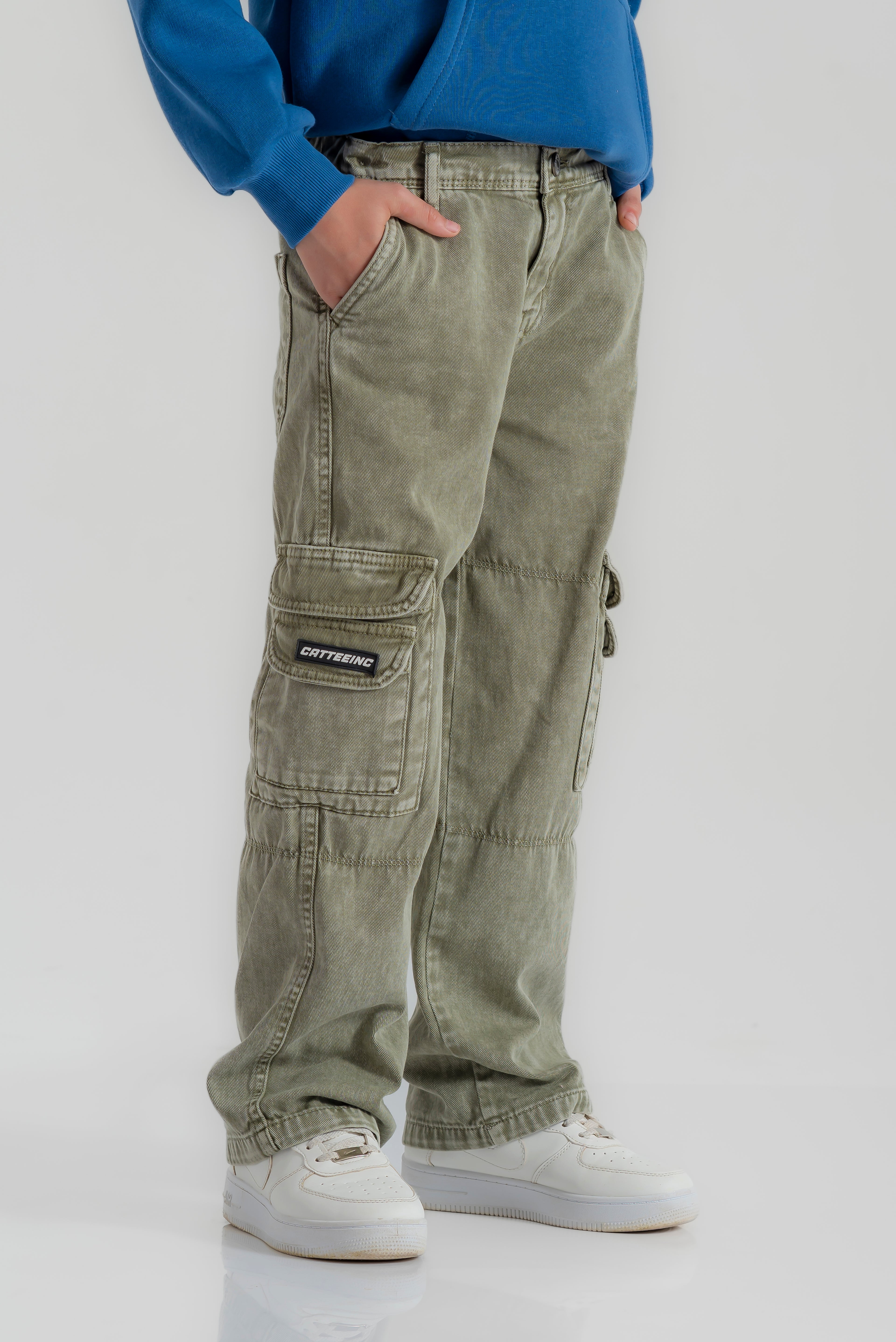 "Plain Wide cargo pants " for boys
