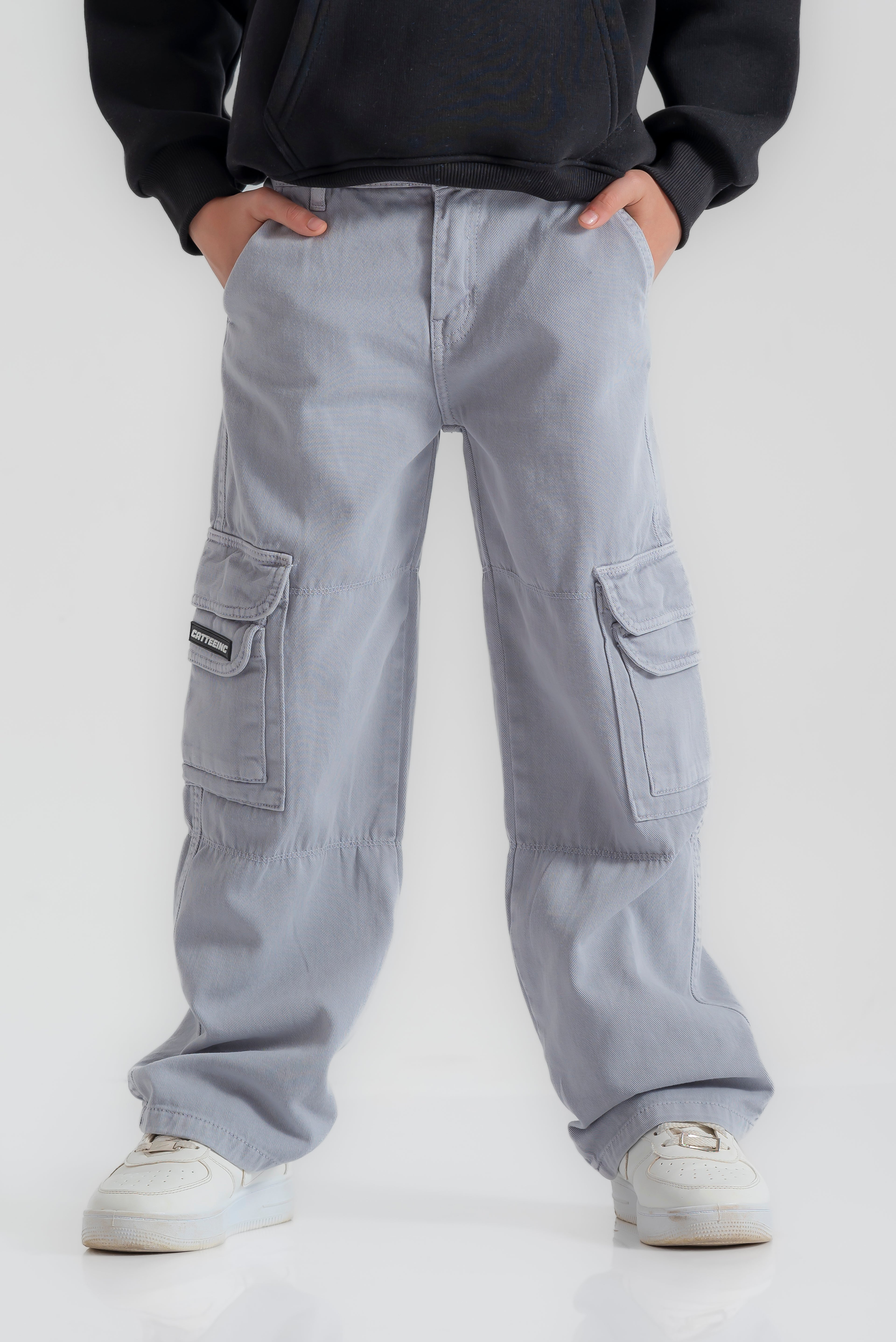 "Plain Wide cargo pants " for boys