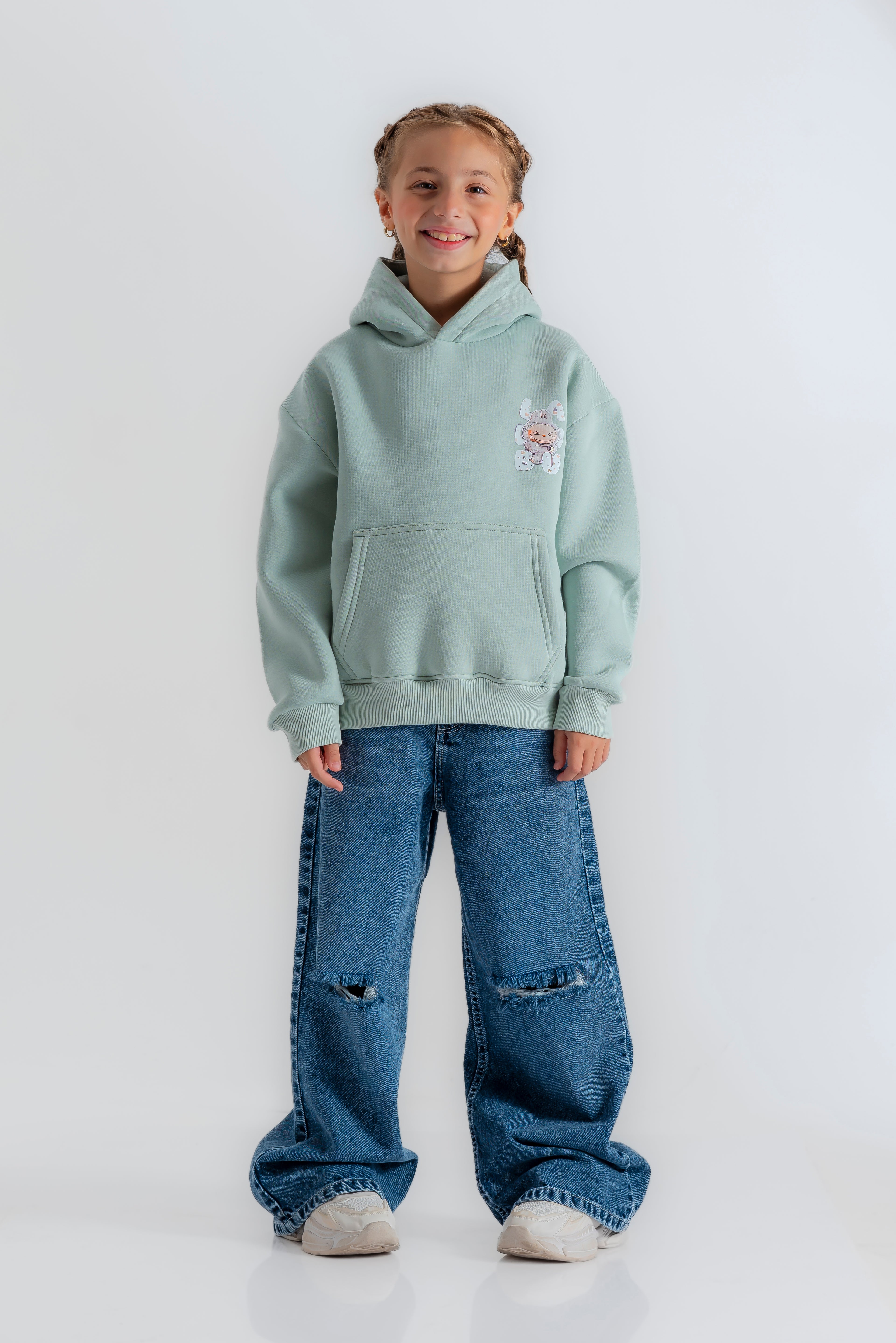 "oversized Labubu" hoodie for girls