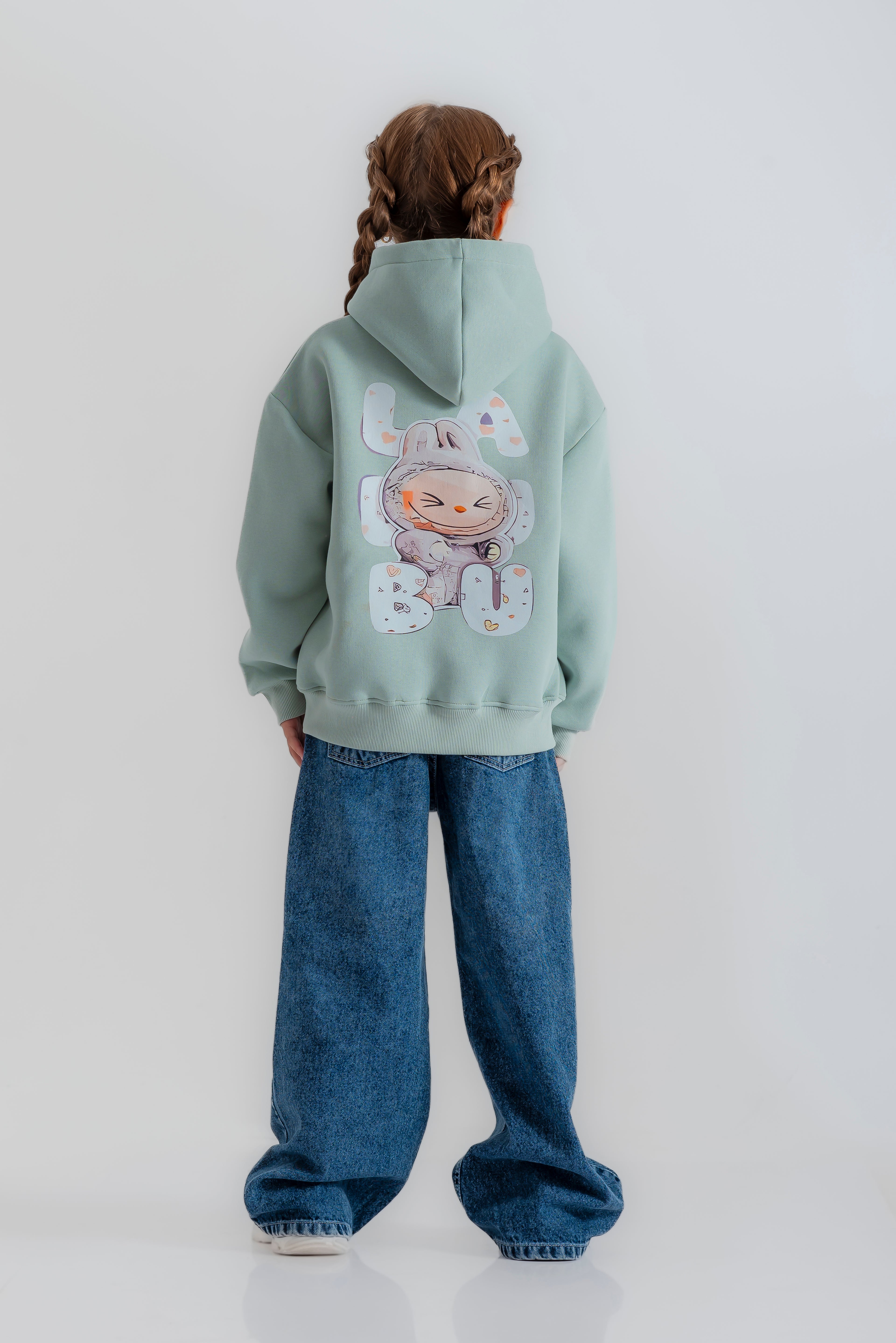 "oversized Labubu" hoodie for girls