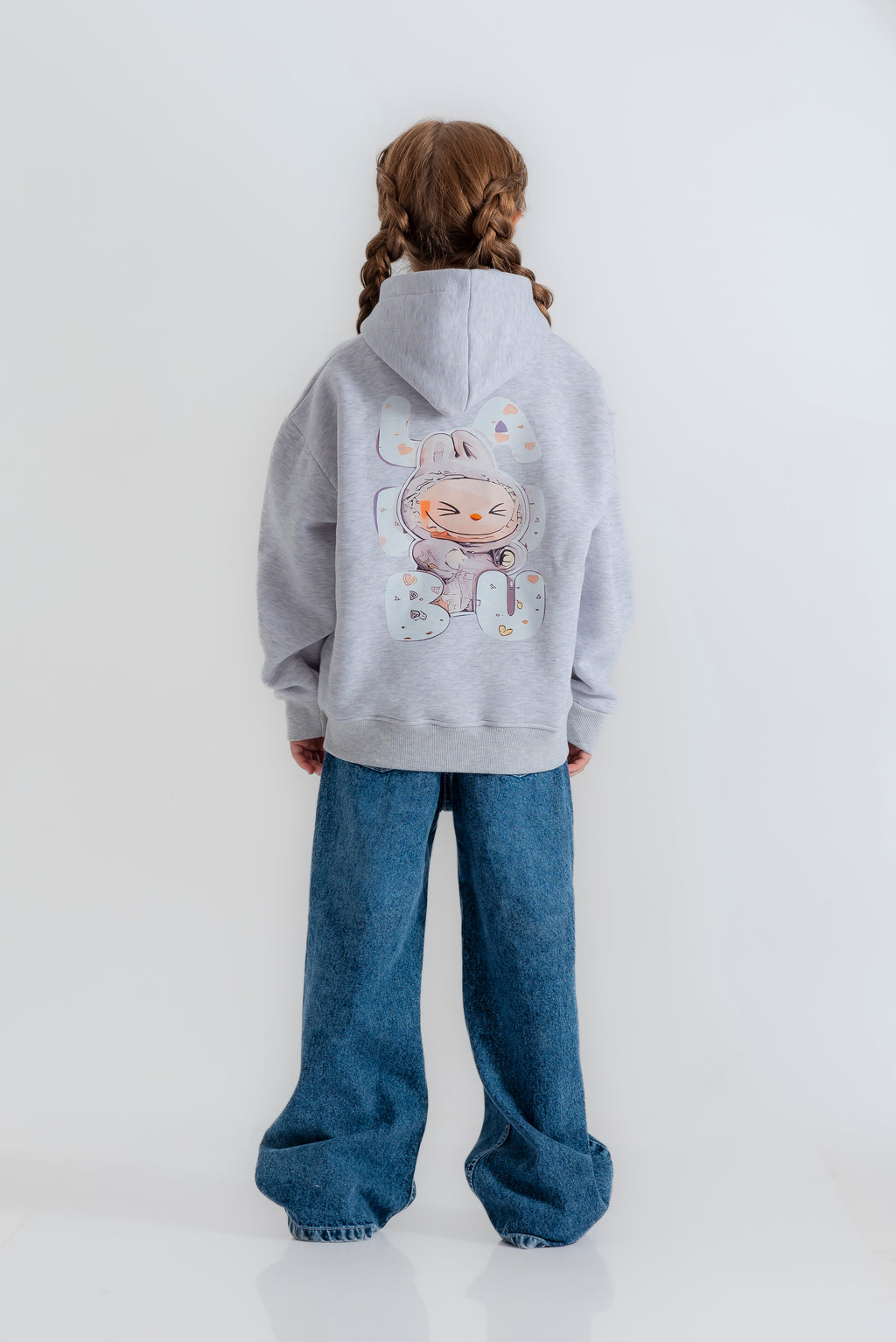 "oversized Labubu" hoodie for girls
