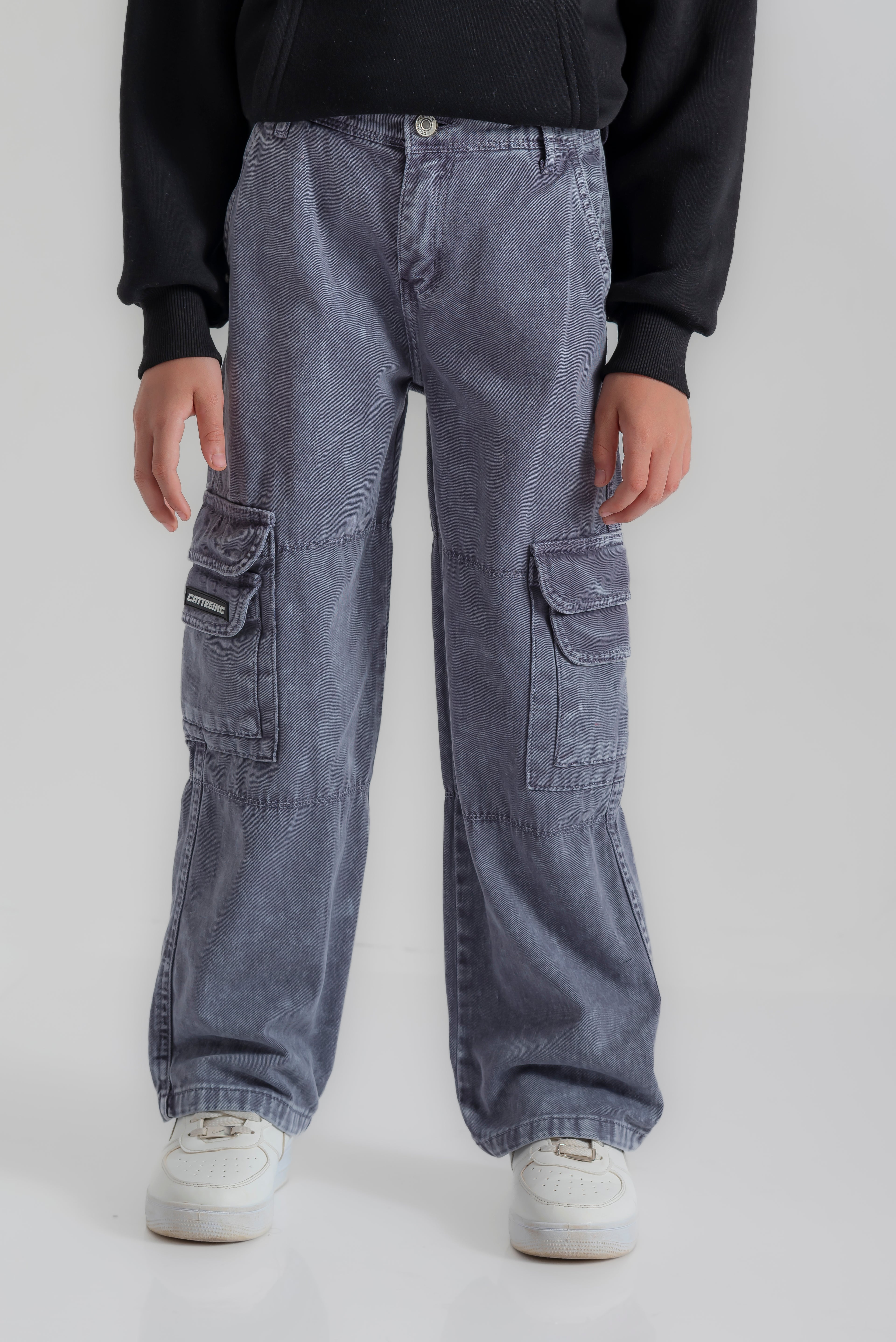 "Plain Wide cargo pants " for boys